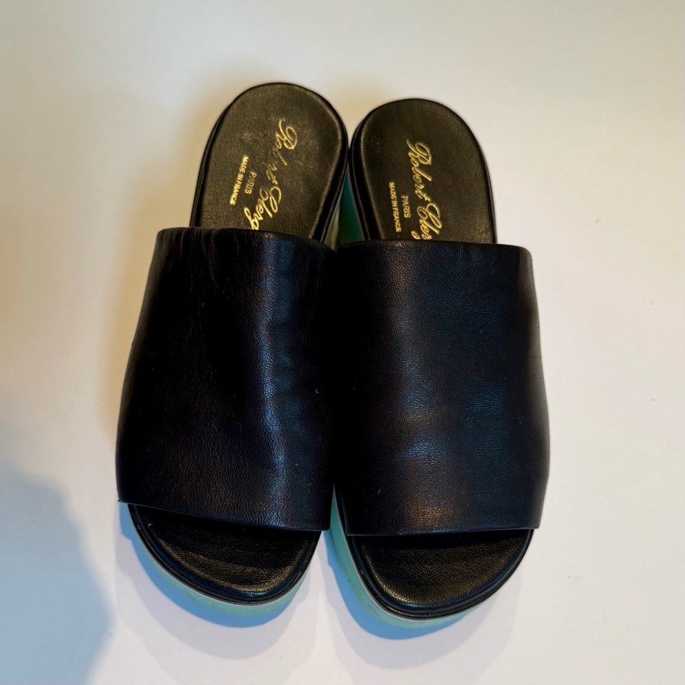 Robert Clergerie Black Leather Mules/slides/sandals 6.5